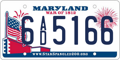 MD license plate 6AD5166