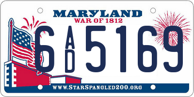 MD license plate 6AD5169
