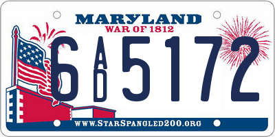 MD license plate 6AD5172