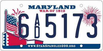 MD license plate 6AD5173