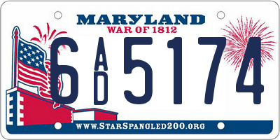 MD license plate 6AD5174