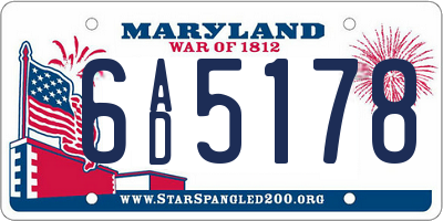 MD license plate 6AD5178