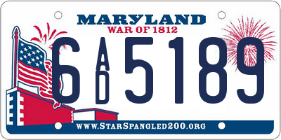 MD license plate 6AD5189