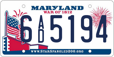 MD license plate 6AD5194