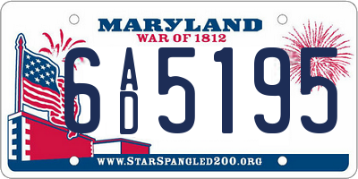 MD license plate 6AD5195