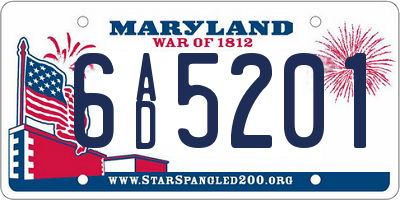 MD license plate 6AD5201