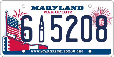 MD license plate 6AD5208