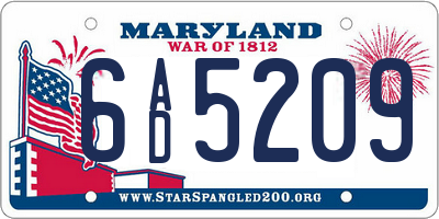 MD license plate 6AD5209
