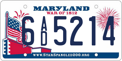 MD license plate 6AD5214