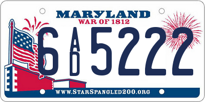 MD license plate 6AD5222