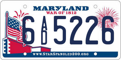 MD license plate 6AD5226