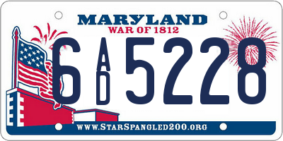 MD license plate 6AD5228