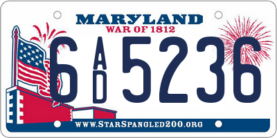 MD license plate 6AD5236