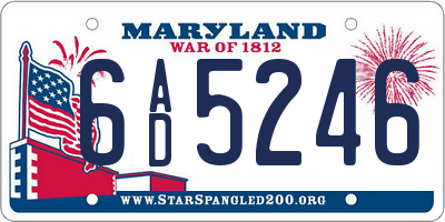 MD license plate 6AD5246