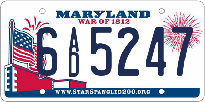 MD license plate 6AD5247