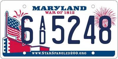 MD license plate 6AD5248