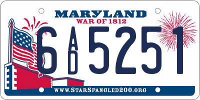 MD license plate 6AD5251