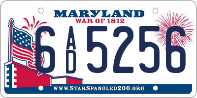 MD license plate 6AD5256
