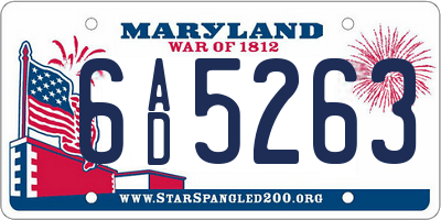 MD license plate 6AD5263
