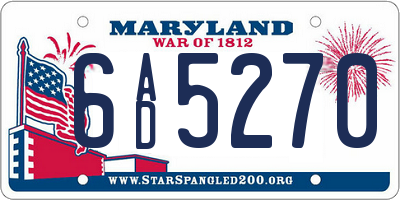 MD license plate 6AD5270