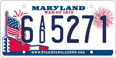 MD license plate 6AD5271