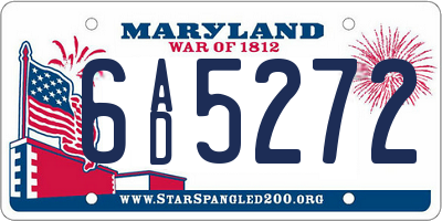 MD license plate 6AD5272