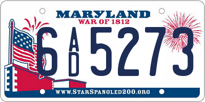 MD license plate 6AD5273
