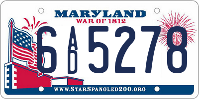 MD license plate 6AD5278