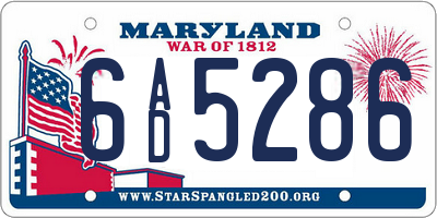 MD license plate 6AD5286