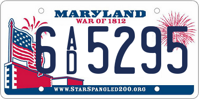 MD license plate 6AD5295