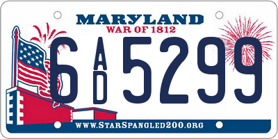 MD license plate 6AD5299