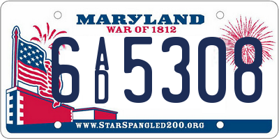 MD license plate 6AD5308