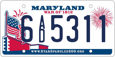 MD license plate 6AD5311