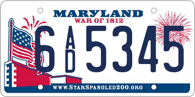 MD license plate 6AD5345