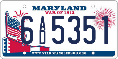 MD license plate 6AD5351