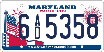 MD license plate 6AD5358