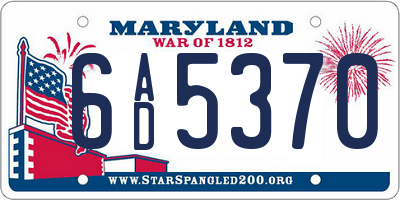MD license plate 6AD5370