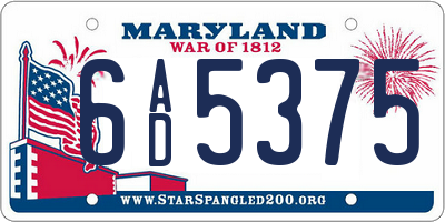 MD license plate 6AD5375