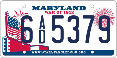 MD license plate 6AD5379
