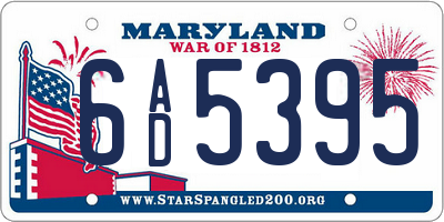 MD license plate 6AD5395