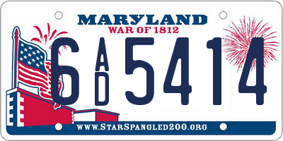 MD license plate 6AD5414