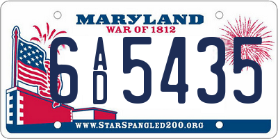 MD license plate 6AD5435