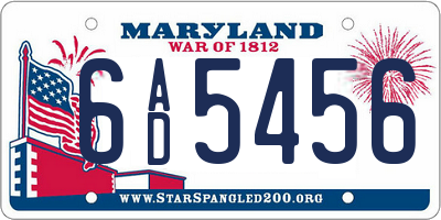 MD license plate 6AD5456
