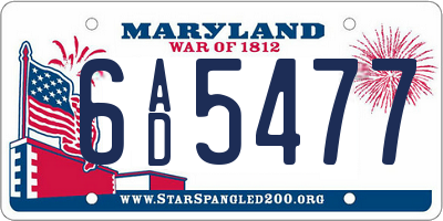 MD license plate 6AD5477
