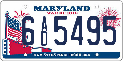 MD license plate 6AD5495