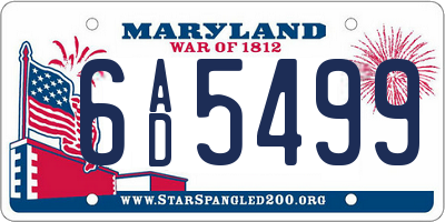 MD license plate 6AD5499