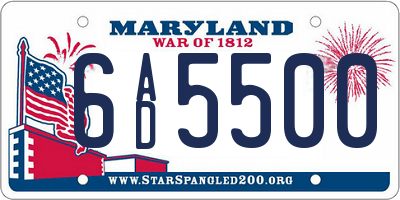 MD license plate 6AD5500