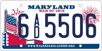MD license plate 6AD5506