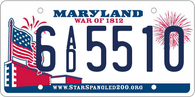 MD license plate 6AD5510