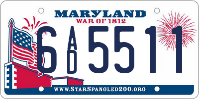 MD license plate 6AD5511